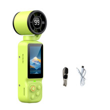 2-in-1 1080P Action Camera with Cooling Fan 180 Handheld Pocket Camera HD Vlog Gimbal Camera with 128G Card B