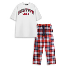 (XXX-Large) Show Me The Merch Short Sleeve Long Leg Pyjama Set (Unisex White)