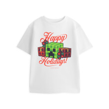 (13-14 Years) Minecraft Short Sleeved T-Shirt (Boys White)
