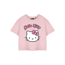 (XXX-Large) Hello Kitty Cropped Short Sleeved T-Shirt (Womens Pink)