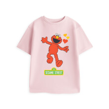 (5-6 Years) Sesame Street Short Sleeved T-Shirt (Girls Pink)
