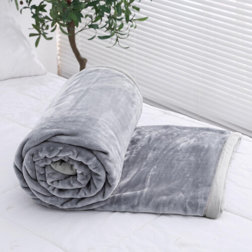 Faux Fur Mink Throw Sofa Bed Soft Warm Fluffy Blanket 150x200 Double Silver Grey 1