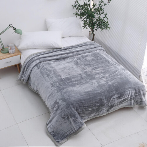 Faux Fur Mink Throw Sofa Bed Soft Warm Fluffy Blanket 150x200 Double Silver Grey