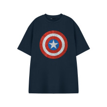 (Large) Marvel Captain America Short Sleeved T-Shirt (Mens Blue)