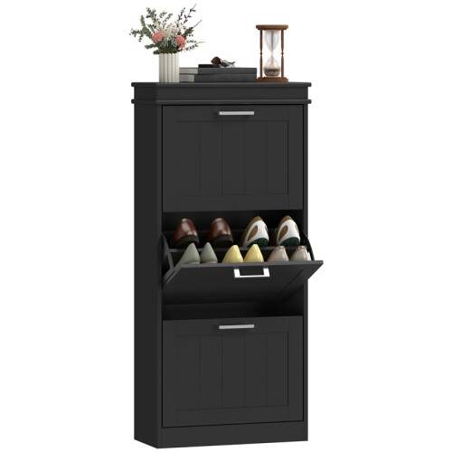 Three-Drawer Minimalistic Shoe Cabinet - Black