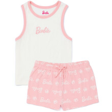 (Medium) Barbie Vest and Shorts Pyjama Set (Womens Pink)