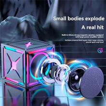Altavoz Inalámbrico para Exteriores con Luz de Colores RGB, Subwoofer Estéreo Portátil, Caja de Sonido Atmosphere BT, Color Rosa