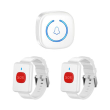 Wireless Watch Button Call Pager Emergency SOS Pager Emergency Call Button for Kids Elderly Patient CallSystem US Plug,A