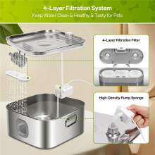 Pet Water Fountain Replacement Filters for 410oz/3.2Gal/12L Water Fountain Cat Drinking Bowl Filters and Pump Sponges,B