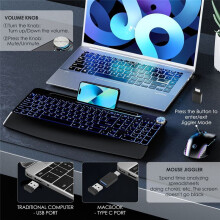 Ergonomic 2.4G Wireless Rechargeable Keyboard Mouse Set for Laptop RGB Color Backlit with Mouse Jiggler