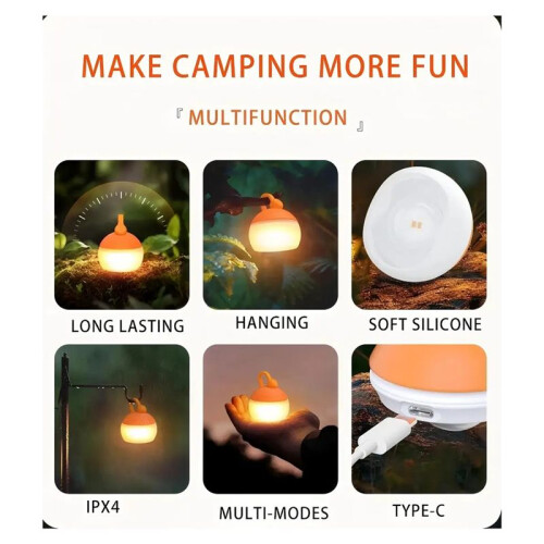 Super  Snow Camping Lantern USB Rechargeable Haning Hook Night Light Battery Powered Tent Table Light for Camping 1