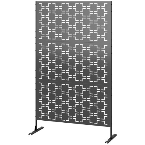 Metal Decorative Privacy Screen Outdoor Divider, Black Grid 1