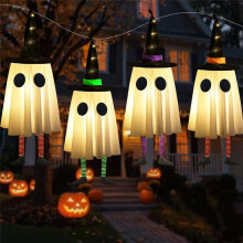 4 Pièces de Décorations D'Halloween à Suspendre, Fantômes D'Extérieur avec Chapeau de Sorcière pour Jardin, Terrasse, Jardin, Arbre