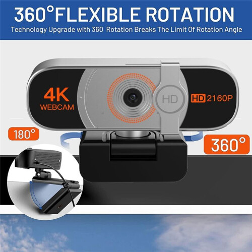 4K Auto Zoom Webcam with Remote Control,Privacy Cover and Microphone,WebCamera for PC/Laptop/Desktop,Video Conferencing