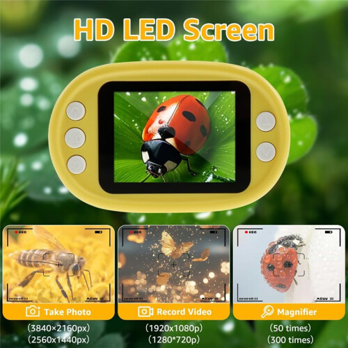 1000X Microscope for Kids,  Pocket Handheld Kid Microscope with 2.0Inch Screen & Slides Kit,  Kid Microscope