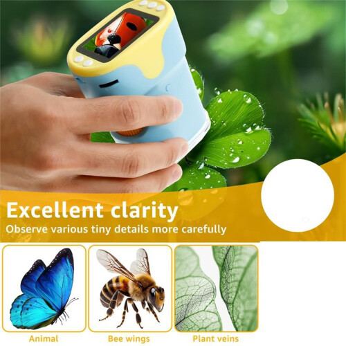 1000X Microscope for Kids,  Pocket Handheld Kid Microscope with 2.0Inch Screen & Slides Kit,  Kid Microscope 2