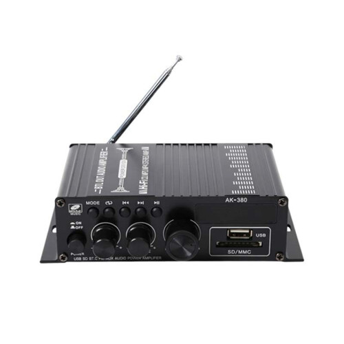 AK-380  Audio Power Amplifier 2.0 CH  Receiver Speaker Amp USB  AUX Input with Power EU PLUG 1