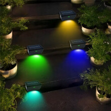 Lot de 4 Lampes Solaires D'Extérieur pour Clôture, Lampes Solaires Colorées pour Mur, Jardin, Balustrade, Terrasse, Piscine