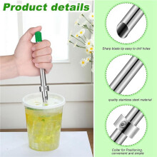 2 Pack Straw Puncher for Plastic Lids Lemonade Cups, Stainless Steel Straw Hole Puncher Punching Tools