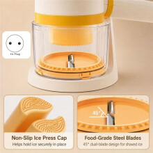 Elektrische Schneekegel Shaved Ice Maschine, Tragbarer Hand-Eisschneider Slushie-Maker mit Leisem Motor, Gelb USA