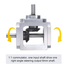 5X Gear-Box 90 Degree Right Angle Bevel Gear-Box 1:1 Single Output Shaft 1 Module 20 Teeth Bevel Gear Aluminum Frame