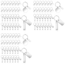 90Pcs DIY Engravable Metal Keychain Blanks Metal Stamping Blanks for Engraving Stainless Steel Blank Key Ring Tags