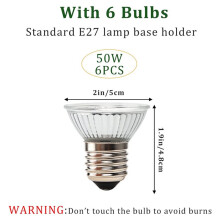 Żółw 12 Sztuk Żarówek Grzewczych 50W X 6 Lamp UVA UVB Lampa Grzewcza Szklanych Pojemników dla Gadów, Żółwi, Węży