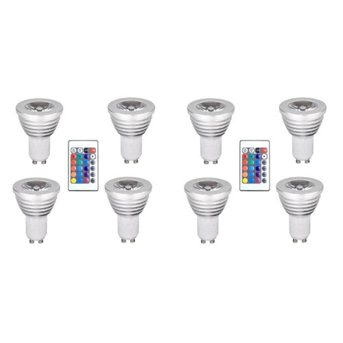 8pcs GU10 Bulbs and 1remote Control with Memory Function 4dynamic Lighting Modes Spotlight 17colors Changeable Spotlight