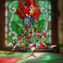 Christmas Ornament, Colorful Hummingbirds Hanging Ornaments for Tree, Christmas Tree Shaped Pendant
