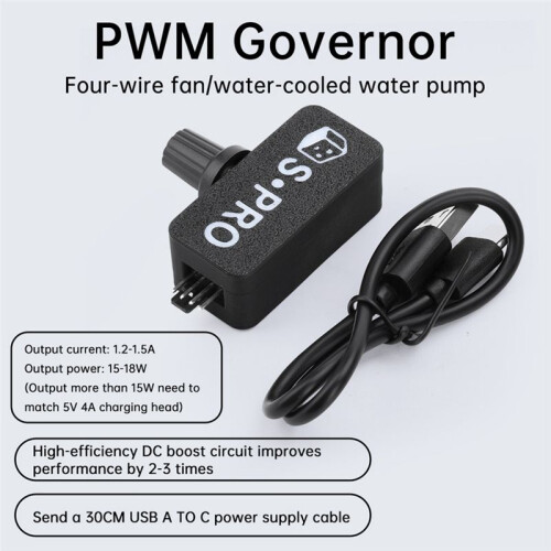 18W DC12V1.5A PWM Speed Controller with USB TYPE-C Interface for DIY Watercooling 1