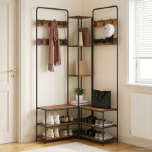 vidaXL Garderobenständer mit Schuhbank Altholz 143 x 30 x 199,5 cm