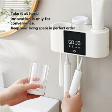 Wall-Mounted Toothbrush Sterilizer Holder with UVC+UVA Toothbrush Sterilizer Design Warm Air Drying Bathroom Organizer