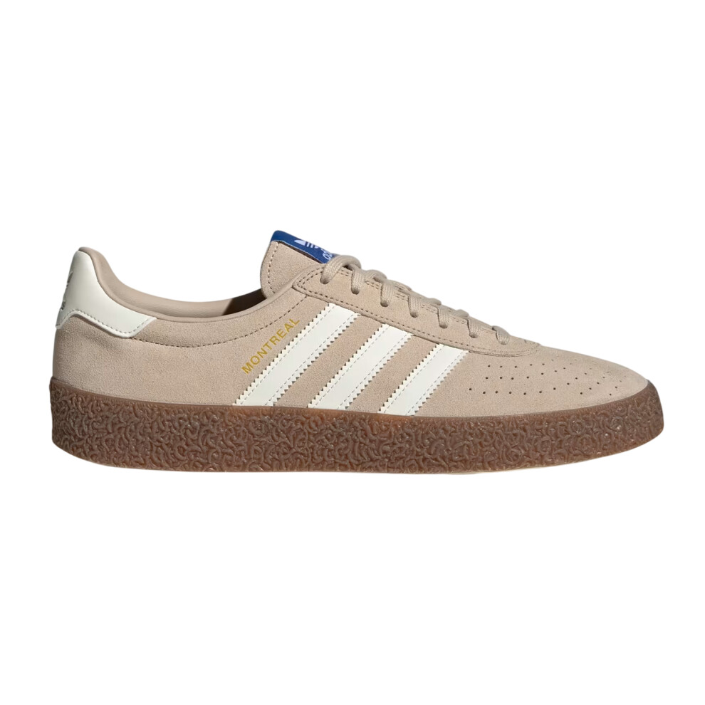 Adidas (8.5 Uk, Beige/White) Mens Originals Montreal 3 Stripes Suede Trainers
