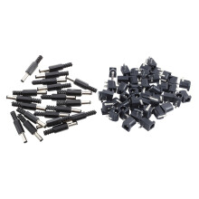 20 Pcs Black 2.5mm x 5.5mm Power Male Plug Jack & 45 Pcs Power Jack Socket 2.1mm x 5.5mm -Type PCB Mount