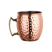 Moscow Mule Becher Edelstahl Cocktailbecher Bierbecher Kupferbeschichtung Hammerspitze