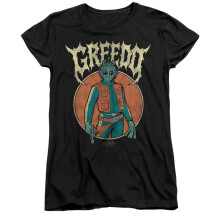 (L, Black) Star Wars Womens/Ladies Greedo Metal Fitted T-Shirt