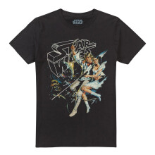 (4XL, Black) Star Wars Unisex Adult Luke & Leia Vintage T-Shirt