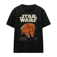 (XL, Black) Star Wars Womens/Ladies Millenium Falcon Retro T-Shirt