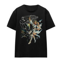 (XL, Black) Star Wars Womens/Ladies Luke & Leia Vintage T-Shirt