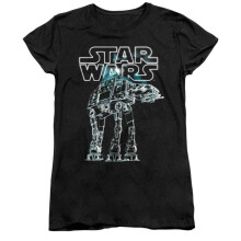 (L, Black) Star Wars Womens/Ladies AT-AT Fitted T-Shirt