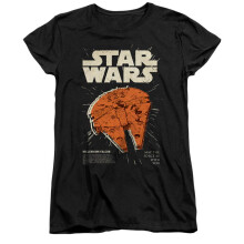 (M, Black) Star Wars Womens/Ladies Millenium Falcon Retro Fitted T-Shirt