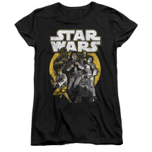 (S, Black) Star Wars Womens/Ladies Retro Comic Fitted T-Shirt