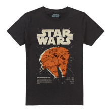 (L, Black) Star Wars Unisex Adult Millenium Falcon Retro T-Shirt