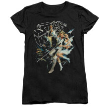 (XL, Black) Star Wars Womens/Ladies Luke & Leia Vintage Fitted T-Shirt