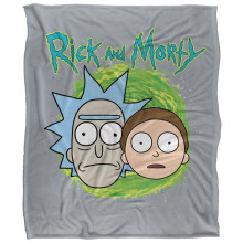 (147cm x 91cm, Multicoloured) Rick And Morty Floating Heads Soft Touch Blanket