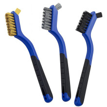 3-Teiliges Drahtbürstenset mit Borsten Aus Nylon, Messing und Edelstahl - 17,8 cm, Griff