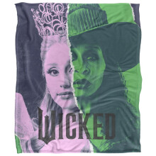 (147cm x 91cm, Pink/Green) Wicked Elphaba and Glinda Torn Poster Blanket
