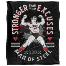 (152cm x 127cm, Multicoloured) Superman Stronger Than Excuses Soft Touch Fathers Day Blanket