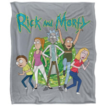 (147cm x 91cm, Multicoloured) Rick And Morty Family Fights Together Blanket
