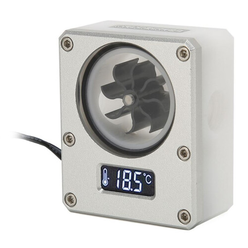 PC Water Cooling Flow Meter Indicator 12V Small 3pin Interface G1/4 Thread Pom Rustproof Computer Flow Meter Silver